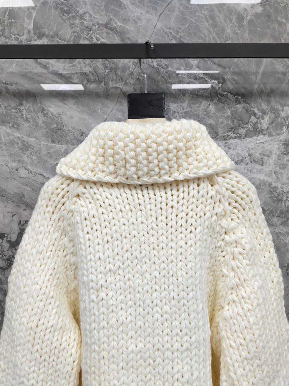Chanel Cream Chunky Knit Zip‑Up Shawl Collar Cardigan Jacket - Picture 6 of 9